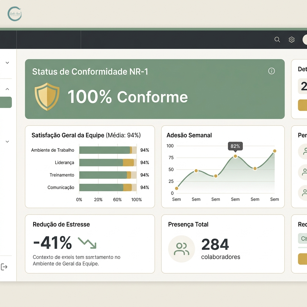 Mockup do Dashboard NR-1 Linda Aura Bem Estar